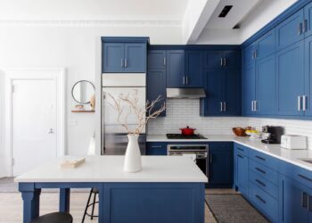 blue kitchen cabinets