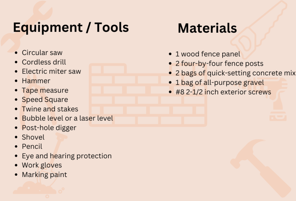 wood fence installation materials and equipment