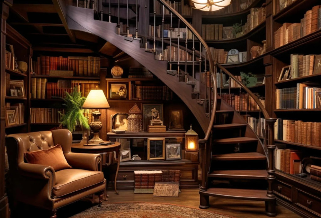 Cozy Basement Library